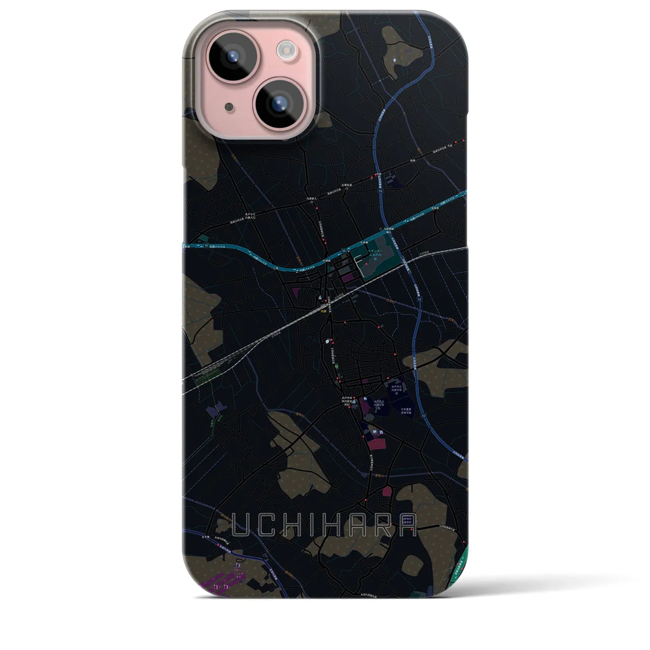 【内原(茨城県)】地図柄iPhoneケース(バックカバータイプ)
