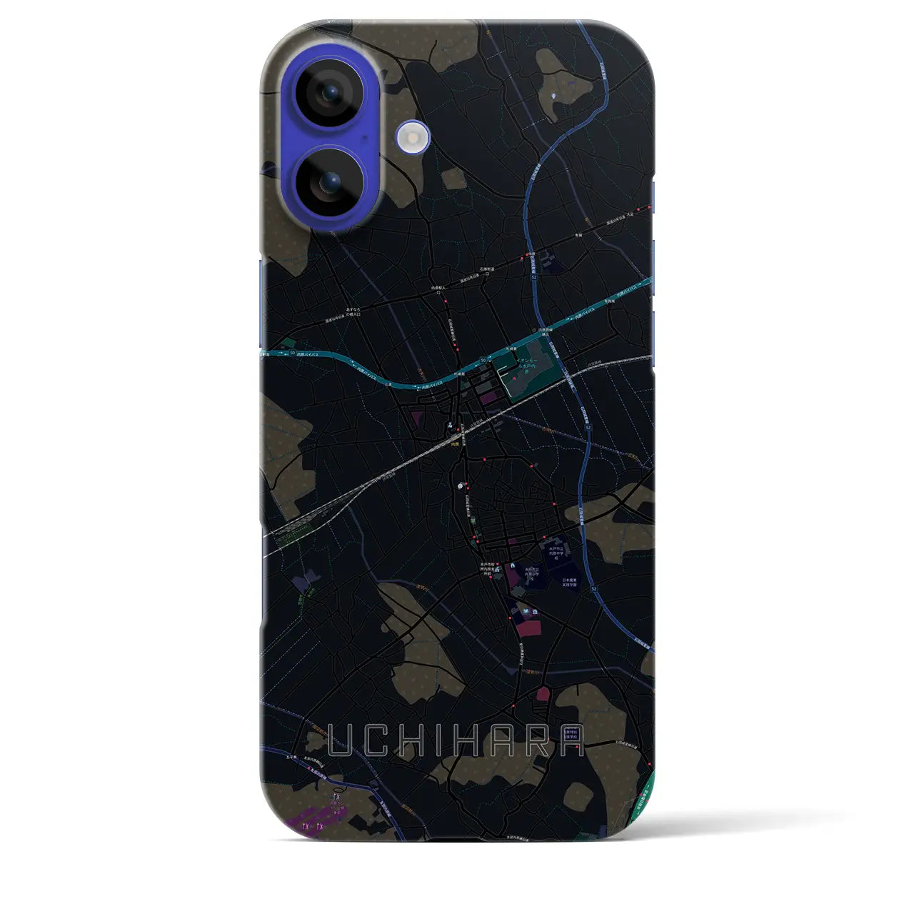 【内原(茨城県)】地図柄iPhoneケース(バックカバータイプ)