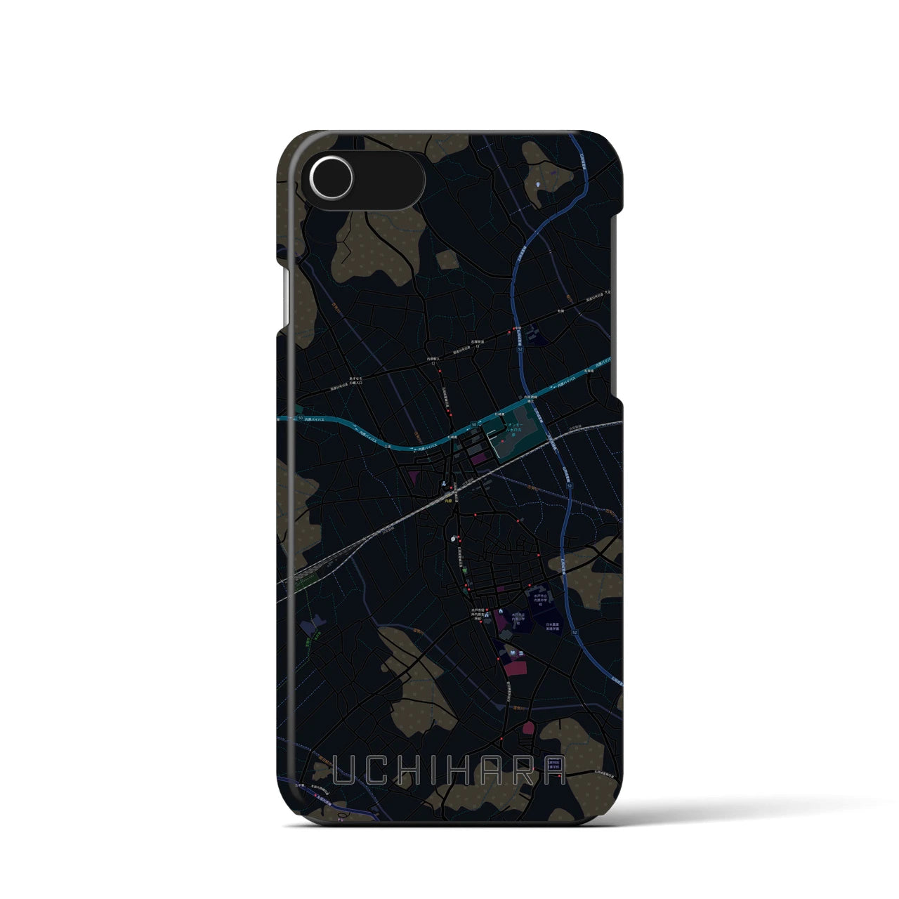 【内原(茨城県)】地図柄iPhoneケース(バックカバータイプ)