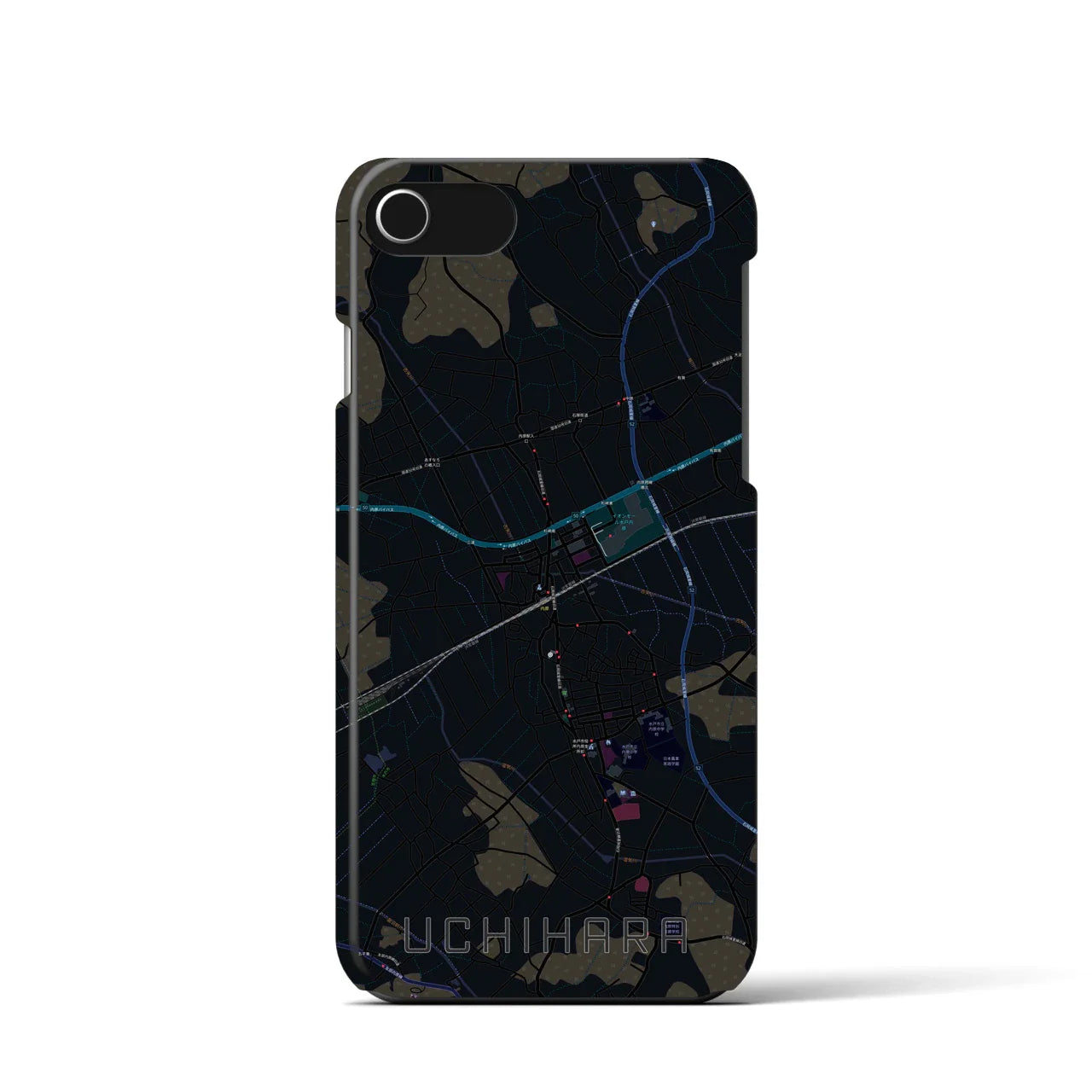 【内原(茨城県)】地図柄iPhoneケース(バックカバータイプ)