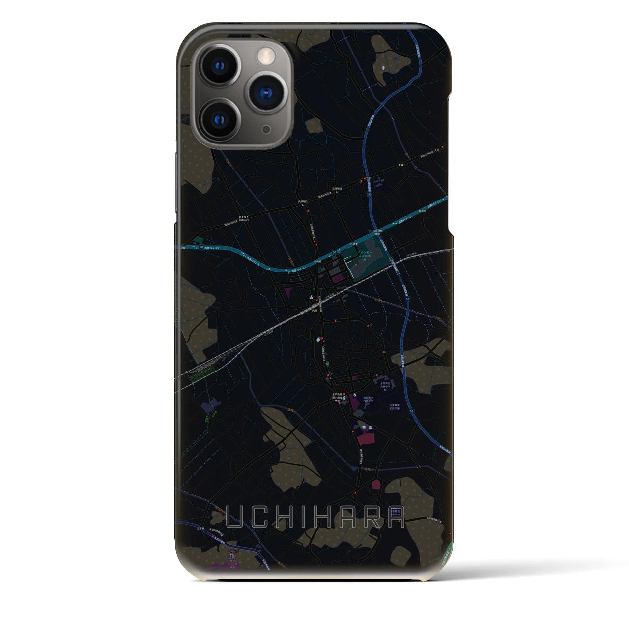 【内原(茨城県)】地図柄iPhoneケース(バックカバータイプ)