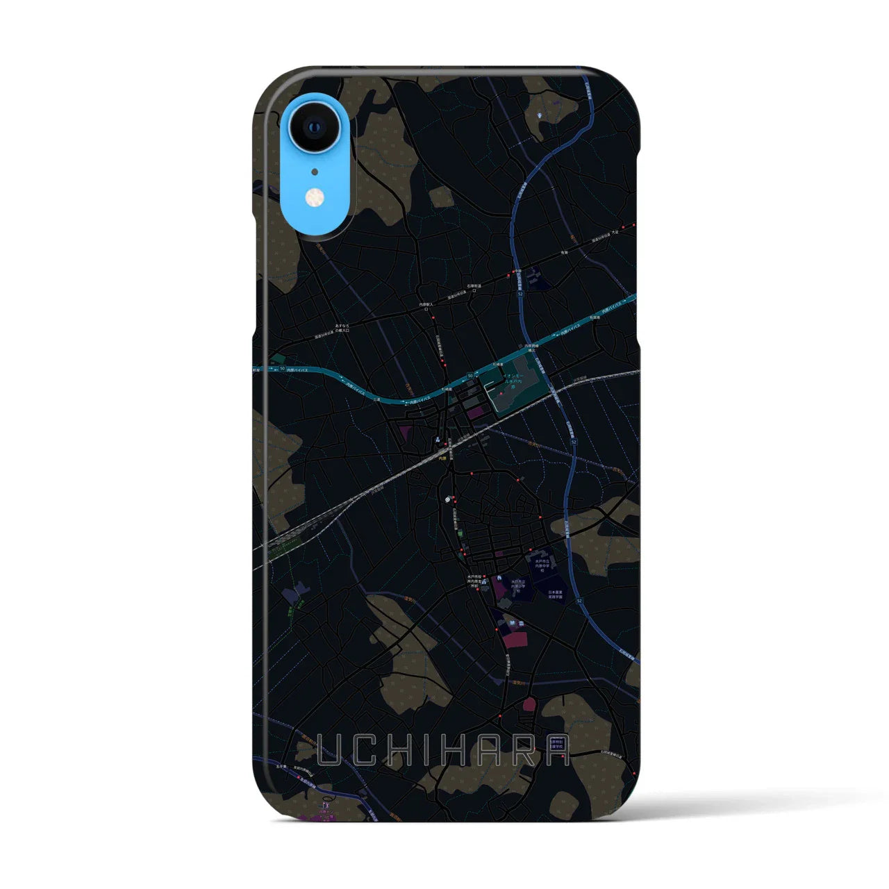 【内原(茨城県)】地図柄iPhoneケース(バックカバータイプ)