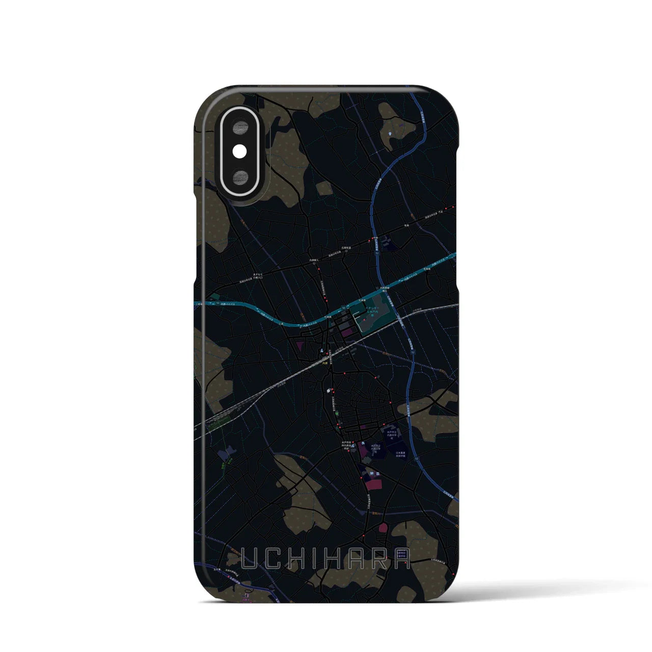 【内原(茨城県)】地図柄iPhoneケース(バックカバータイプ)
