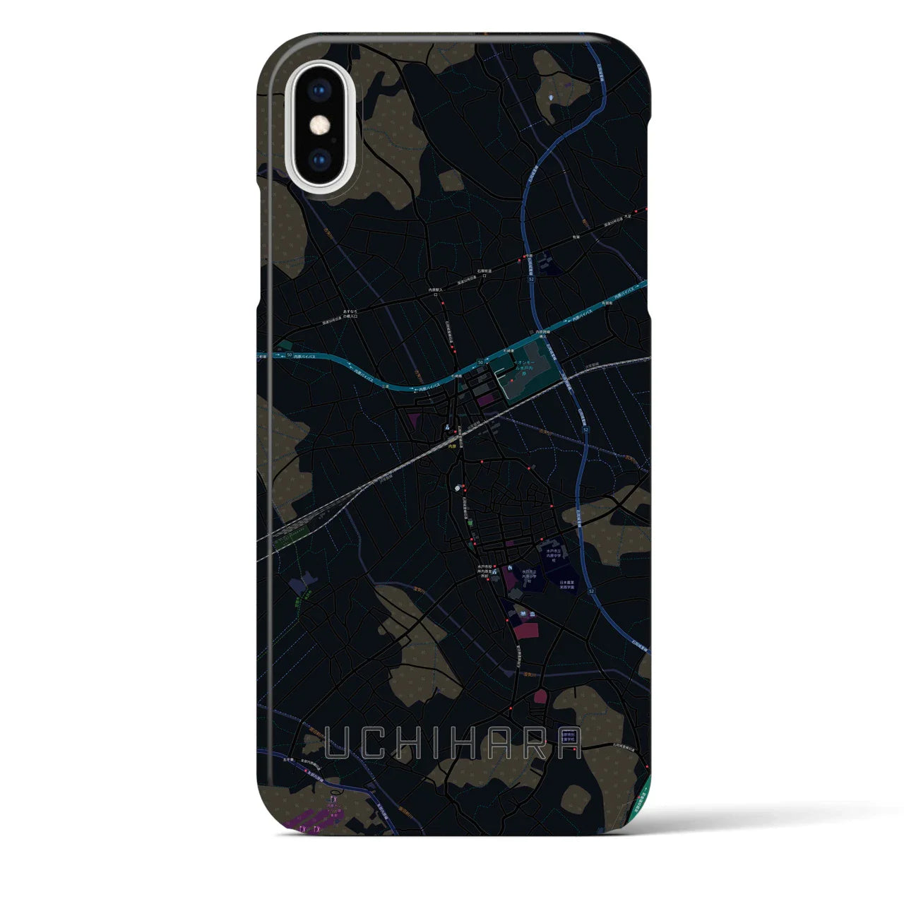 【内原(茨城県)】地図柄iPhoneケース(バックカバータイプ)