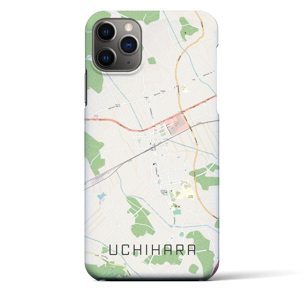 【内原(茨城県)】地図柄iPhoneケース(バックカバータイプ)