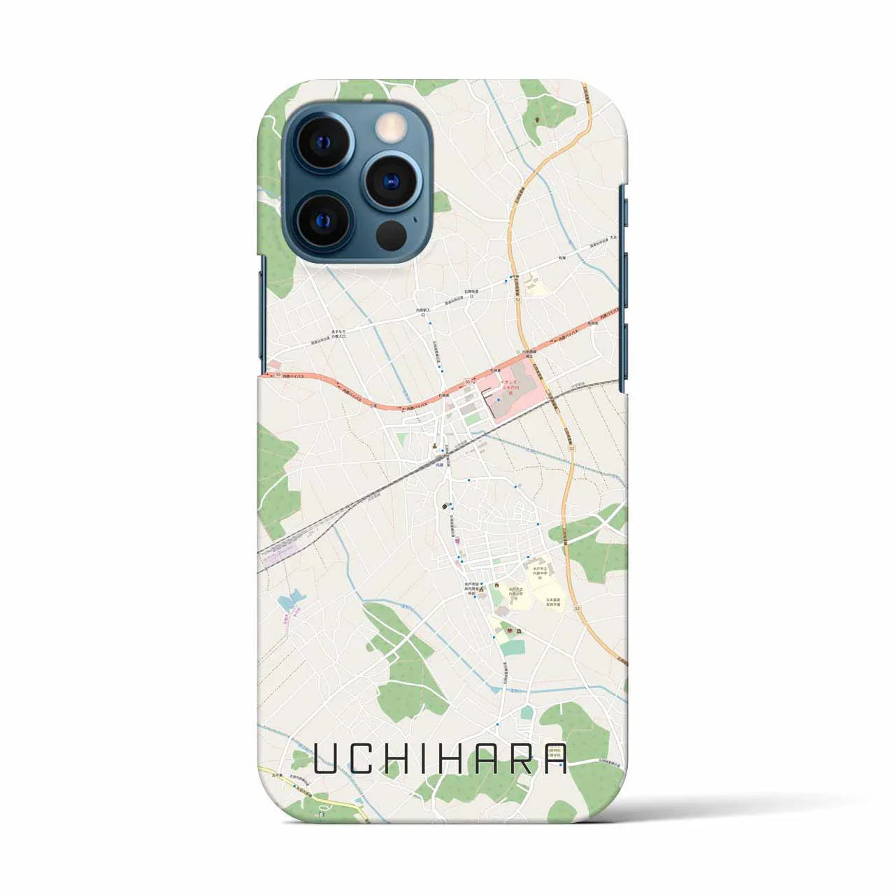 【内原(茨城県)】地図柄iPhoneケース(バックカバータイプ)