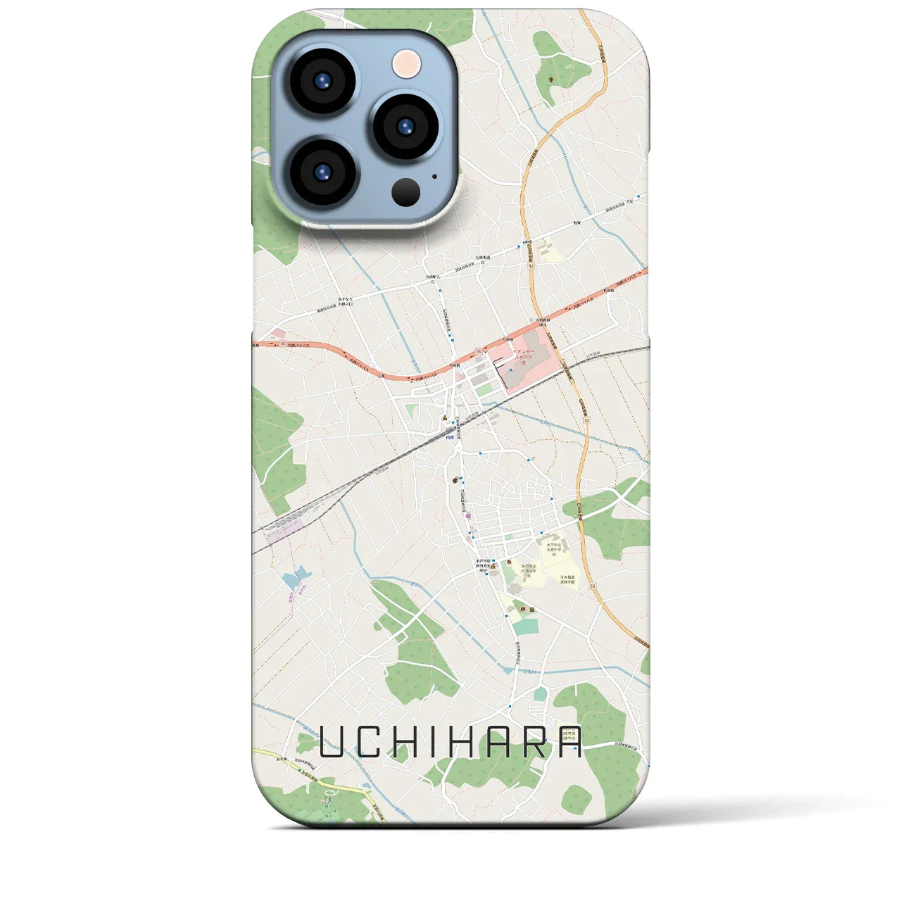【内原(茨城県)】地図柄iPhoneケース(バックカバータイプ)