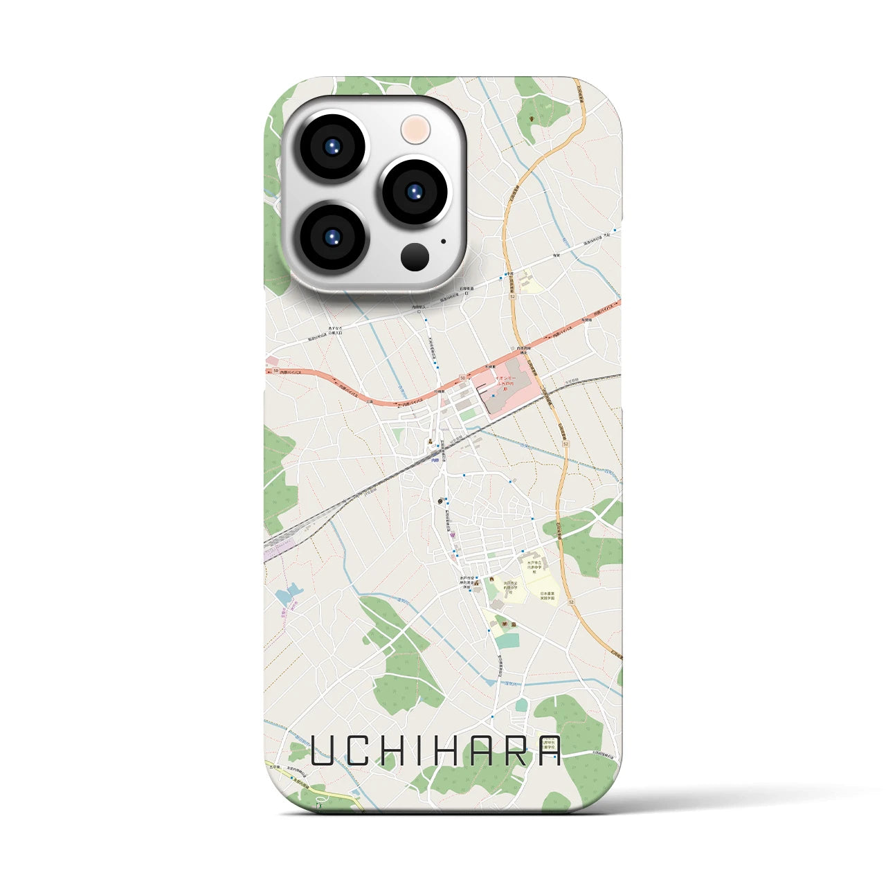 【内原(茨城県)】地図柄iPhoneケース(バックカバータイプ)