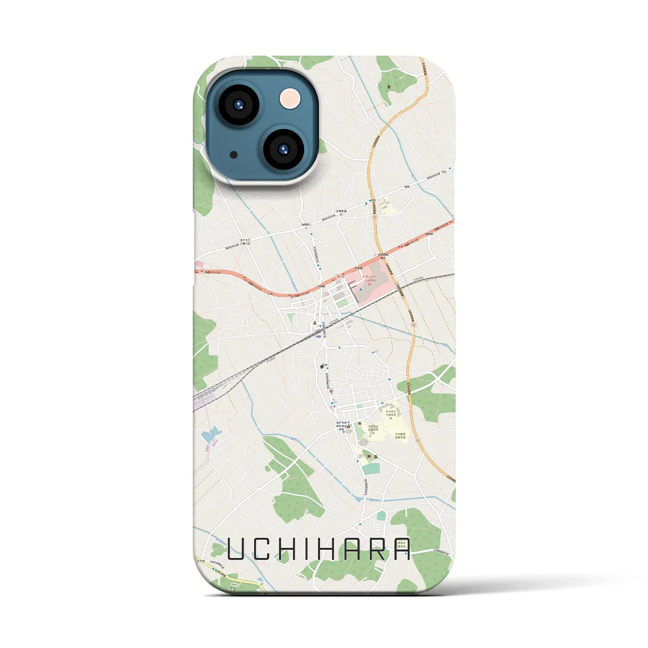 【内原(茨城県)】地図柄iPhoneケース(バックカバータイプ)