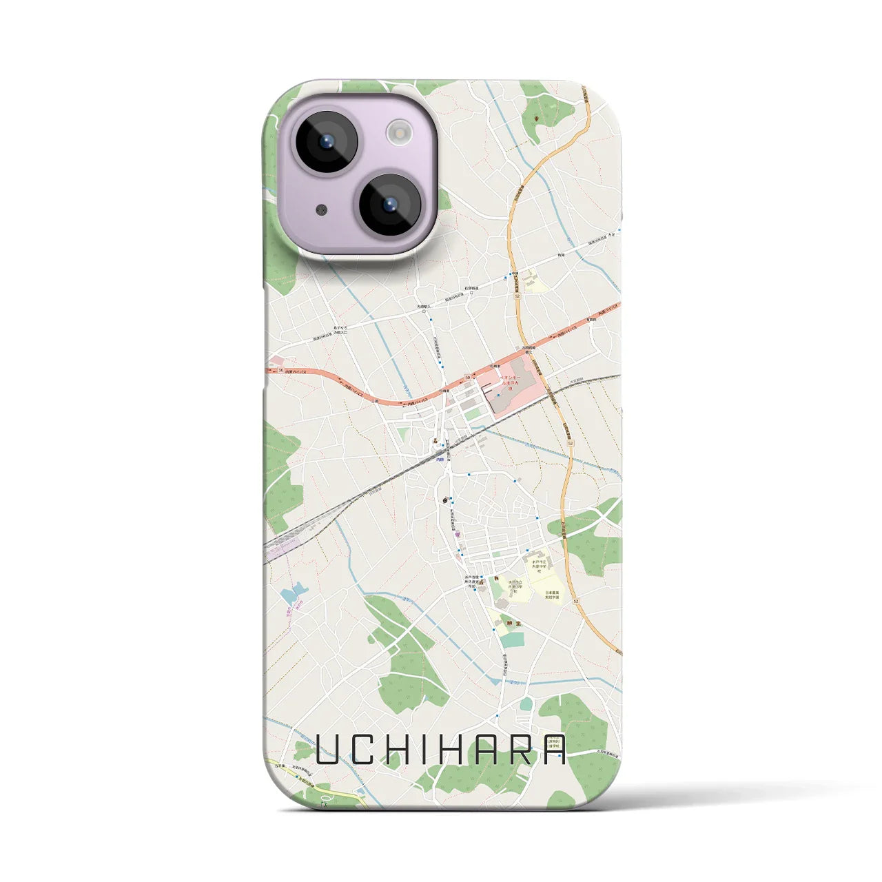 【内原(茨城県)】地図柄iPhoneケース(バックカバータイプ)