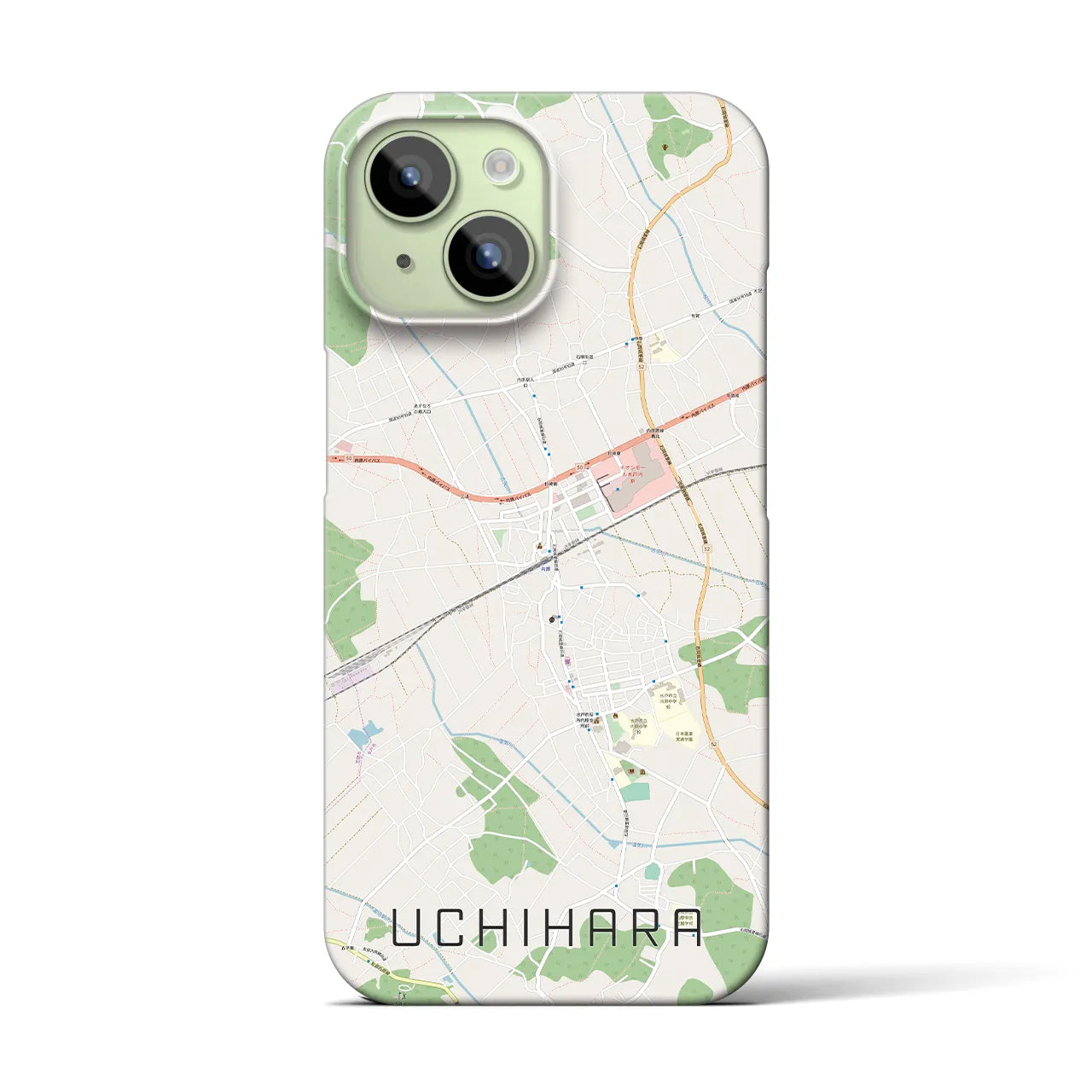【内原(茨城県)】地図柄iPhoneケース(バックカバータイプ)