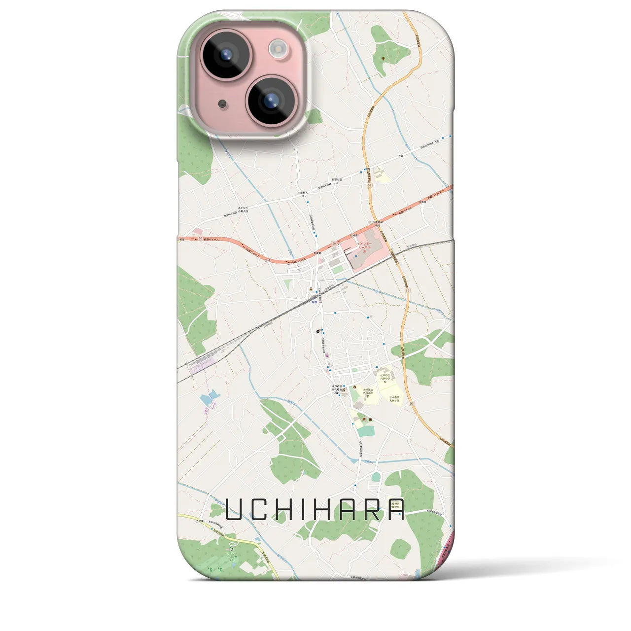【内原(茨城県)】地図柄iPhoneケース(バックカバータイプ)