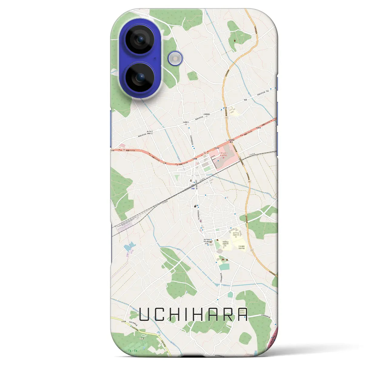 【内原(茨城県)】地図柄iPhoneケース(バックカバータイプ)ナチュラル・iPhone 16 Pro Max 用