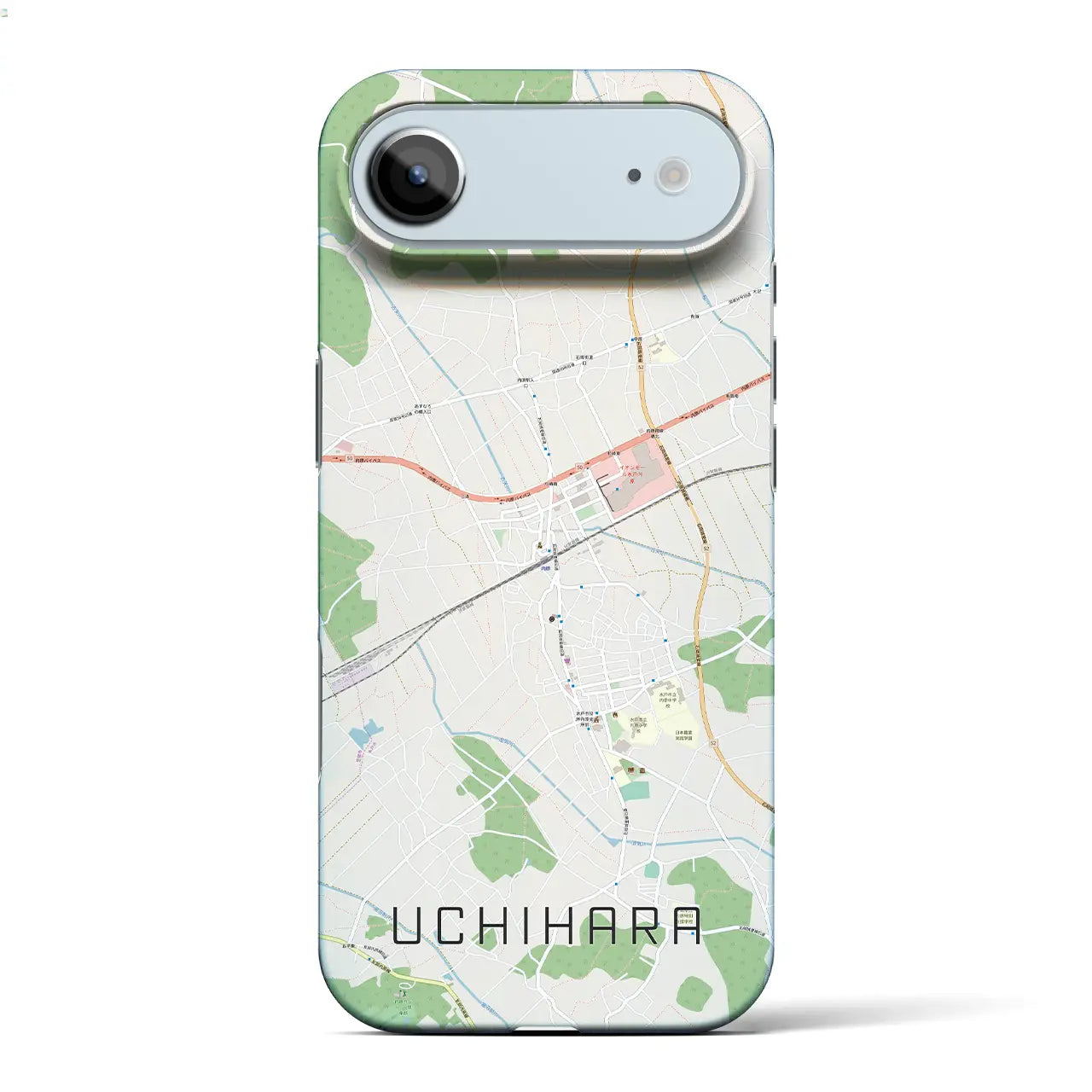 【内原(茨城県)】地図柄iPhoneケース(バックカバータイプ)ブラック・iPhone 17 Pro Max 用