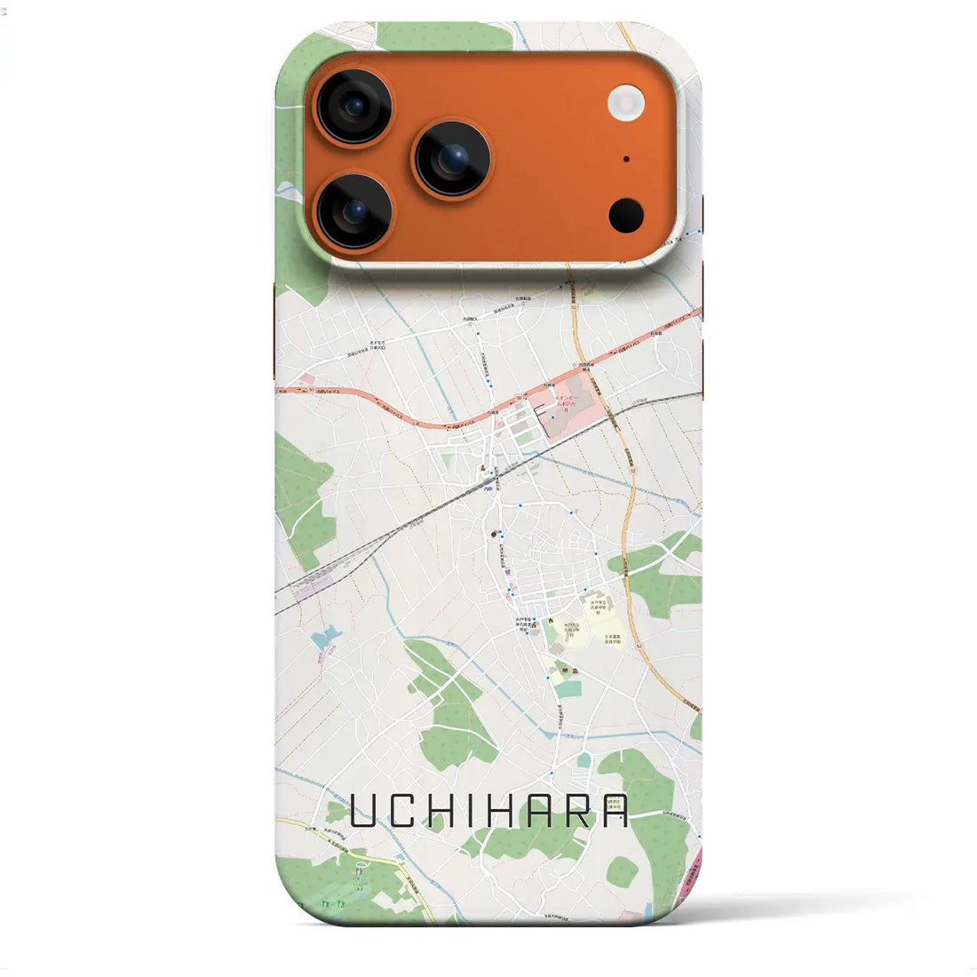 【内原(茨城県)】地図柄iPhoneケース(バックカバータイプ)ナチュラル・iPhone 17 Pro Max 用