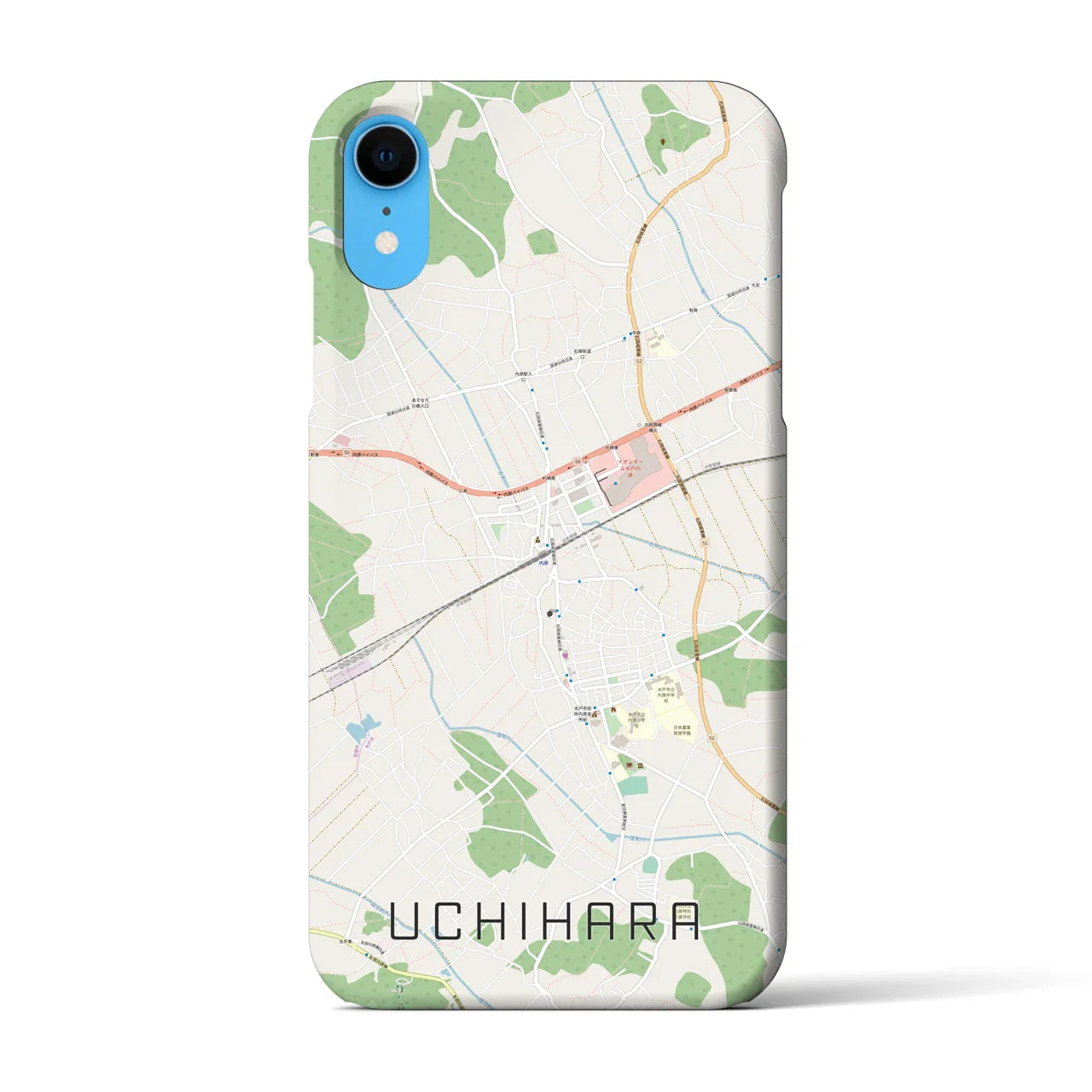 【内原(茨城県)】地図柄iPhoneケース(バックカバータイプ)