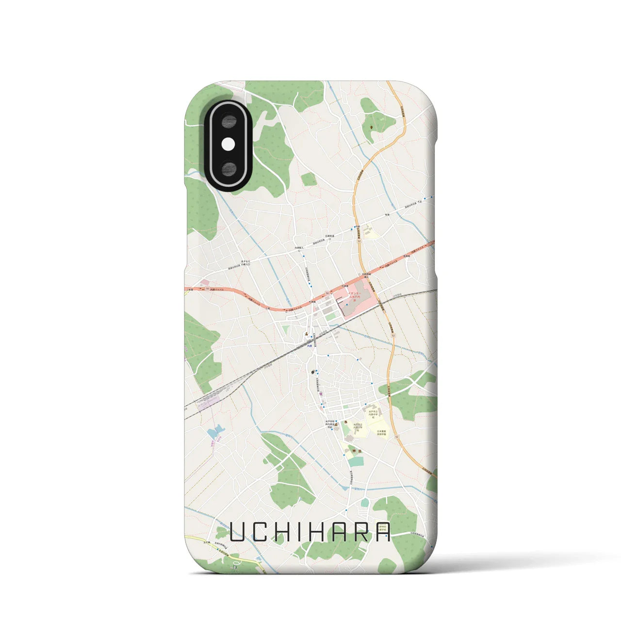 【内原(茨城県)】地図柄iPhoneケース(バックカバータイプ)
