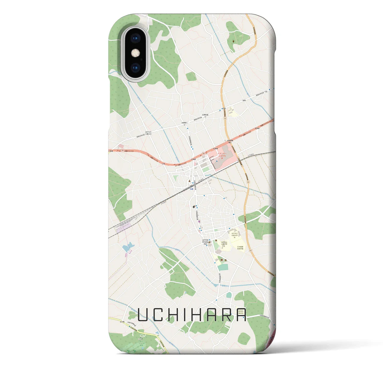 【内原(茨城県)】地図柄iPhoneケース(バックカバータイプ)