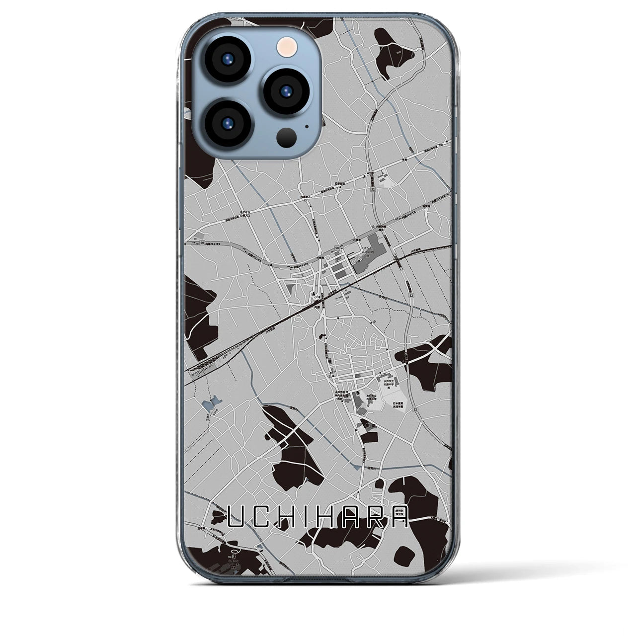 【内原(茨城県)】地図柄iPhoneケース(クリアタイプ)