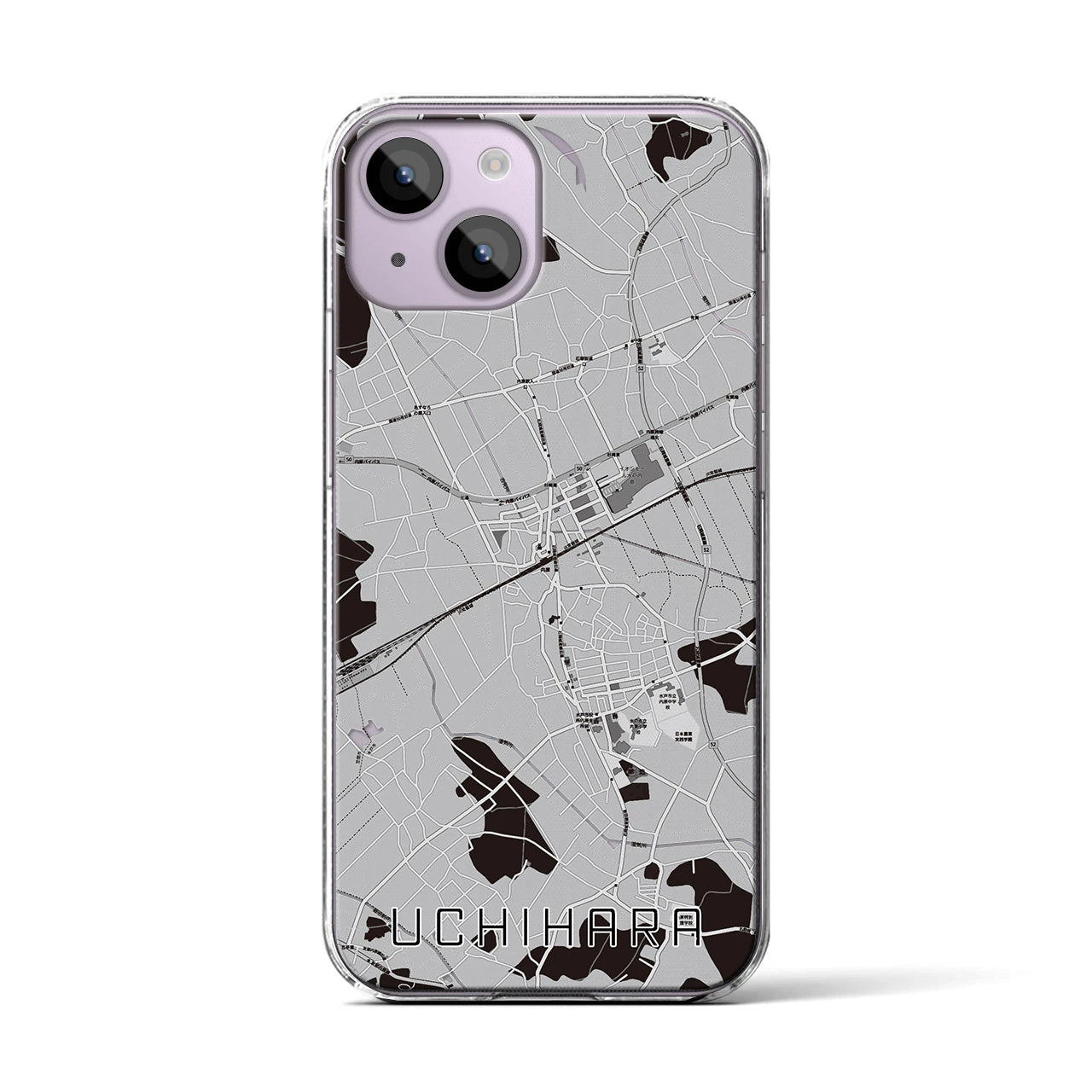 【内原(茨城県)】地図柄iPhoneケース(クリアタイプ)