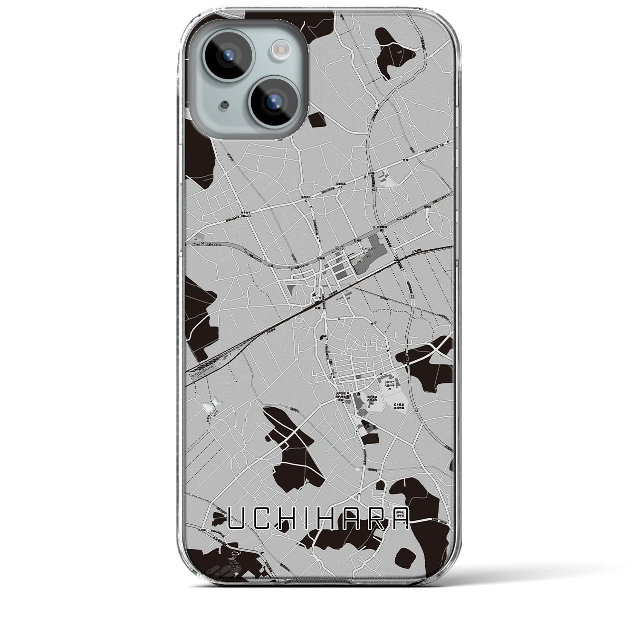 【内原(茨城県)】地図柄iPhoneケース(クリアタイプ)