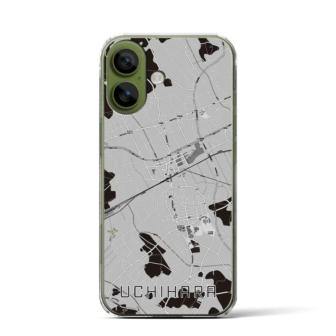 【内原(茨城県)】地図柄iPhoneケース(クリアタイプ)モノトーン・iPhone 17 Pro Max 用