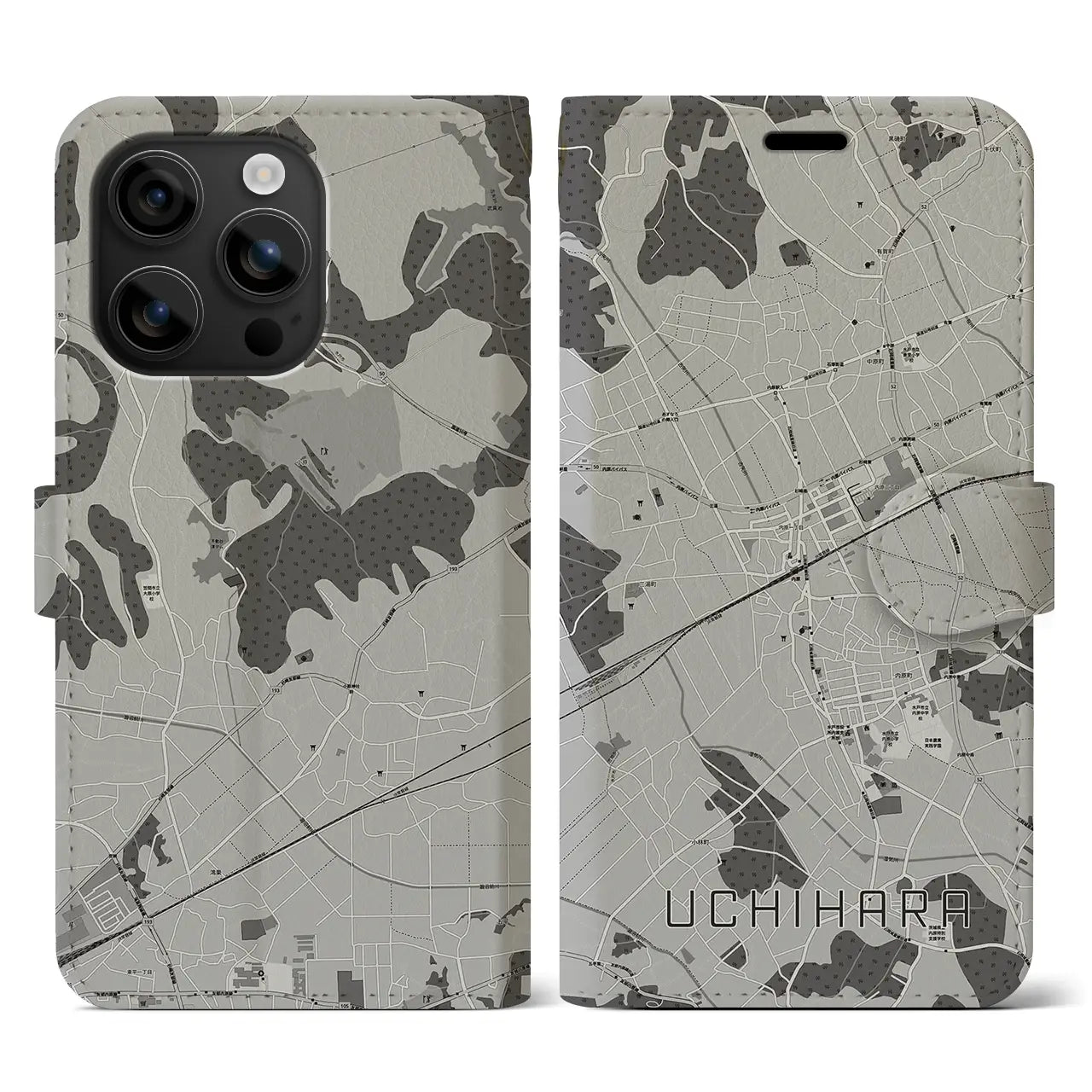 【内原(茨城県)】地図柄iPhoneケース(手帳タイプ)