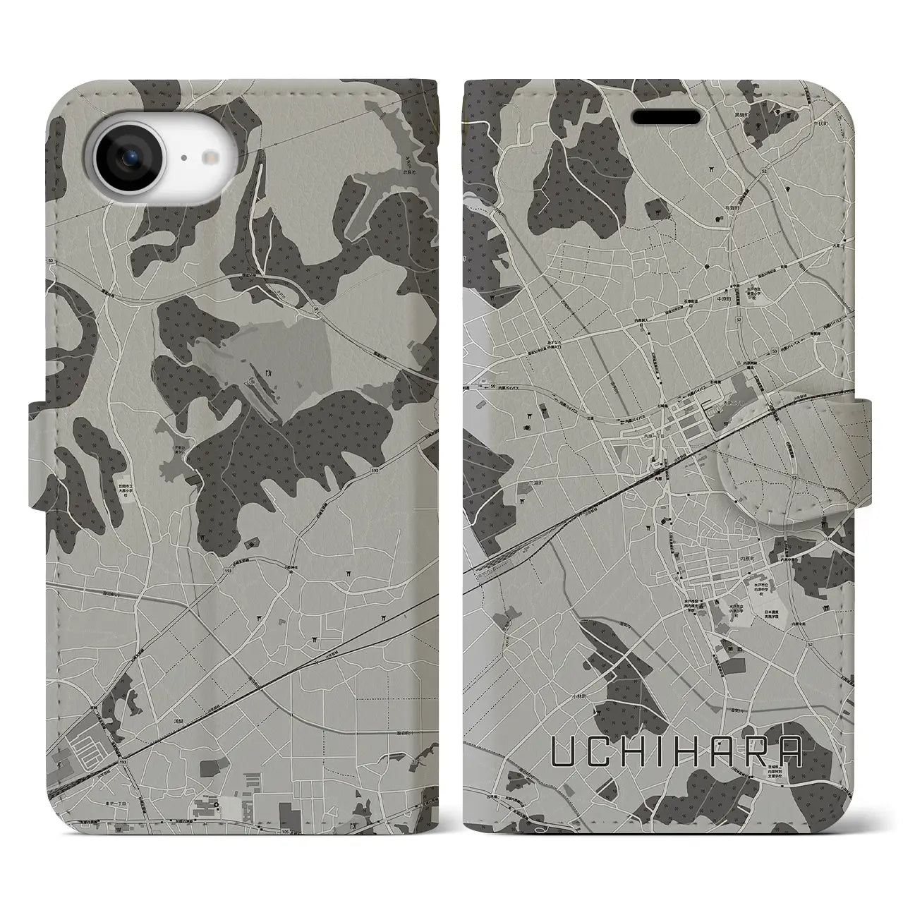 【内原(茨城県)】地図柄iPhoneケース(手帳タイプ)