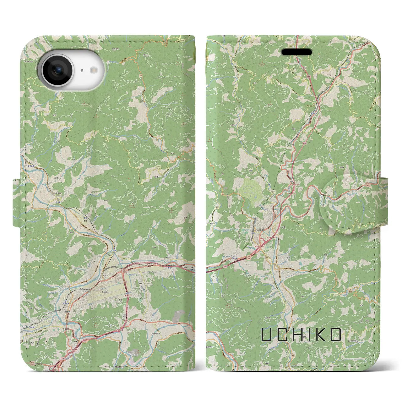 【内子(愛媛県)】地図柄iPhoneケース(手帳タイプ)