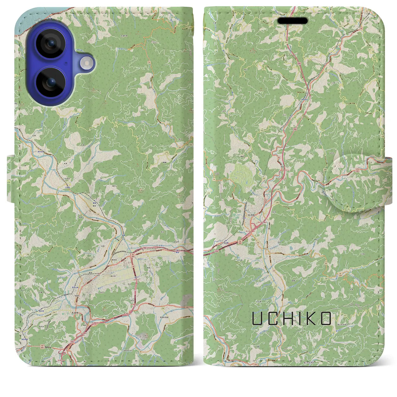 【内子(愛媛県)】地図柄iPhoneケース(手帳タイプ)ナチュラル・iPhone 16 Pro Max 用