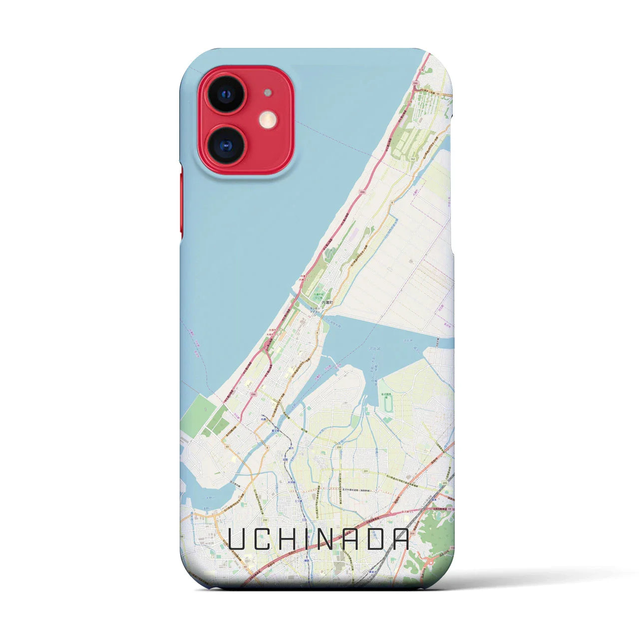 【内灘(石川県)】地図柄iPhoneケース(バックカバータイプ)