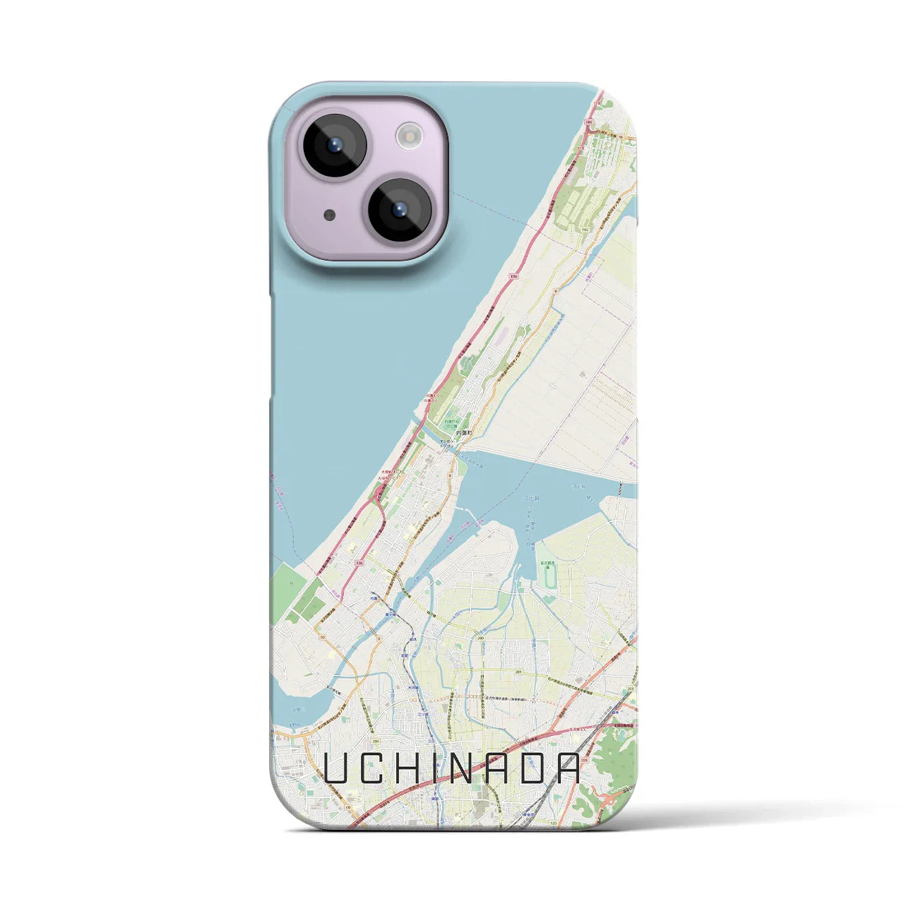 【内灘(石川県)】地図柄iPhoneケース(バックカバータイプ)