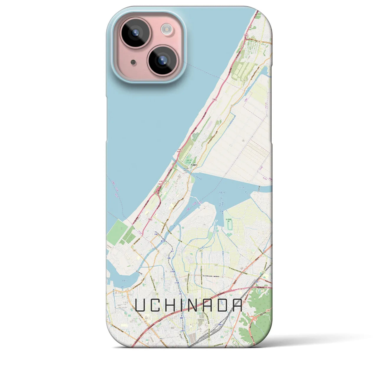 【内灘(石川県)】地図柄iPhoneケース(バックカバータイプ)