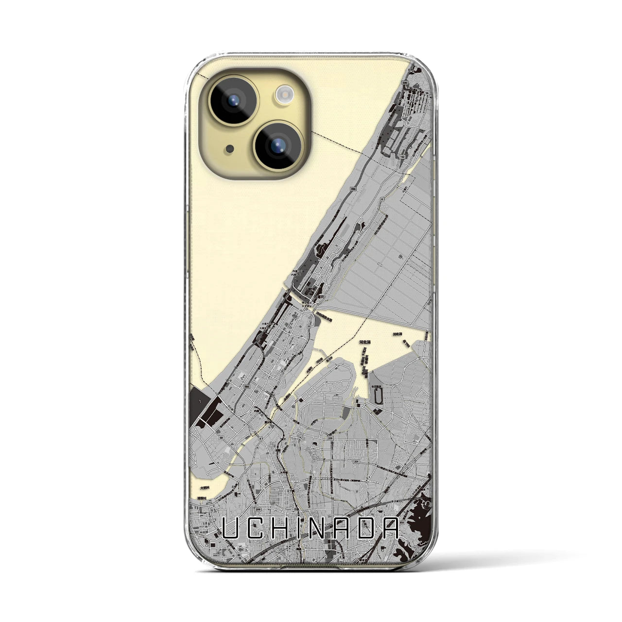 【内灘(石川県)】地図柄iPhoneケース(クリアタイプ)