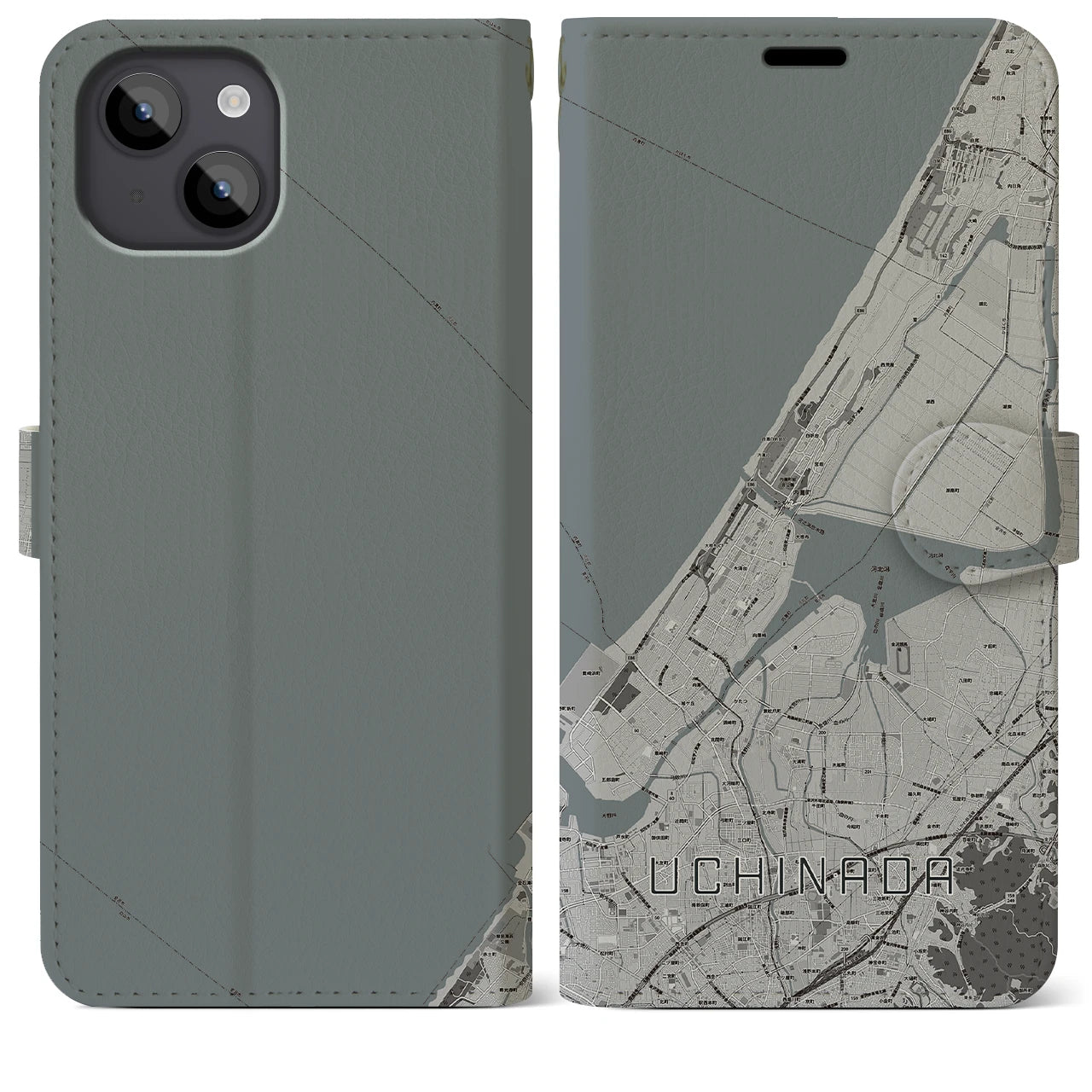 【内灘(石川県)】地図柄iPhoneケース(手帳タイプ)