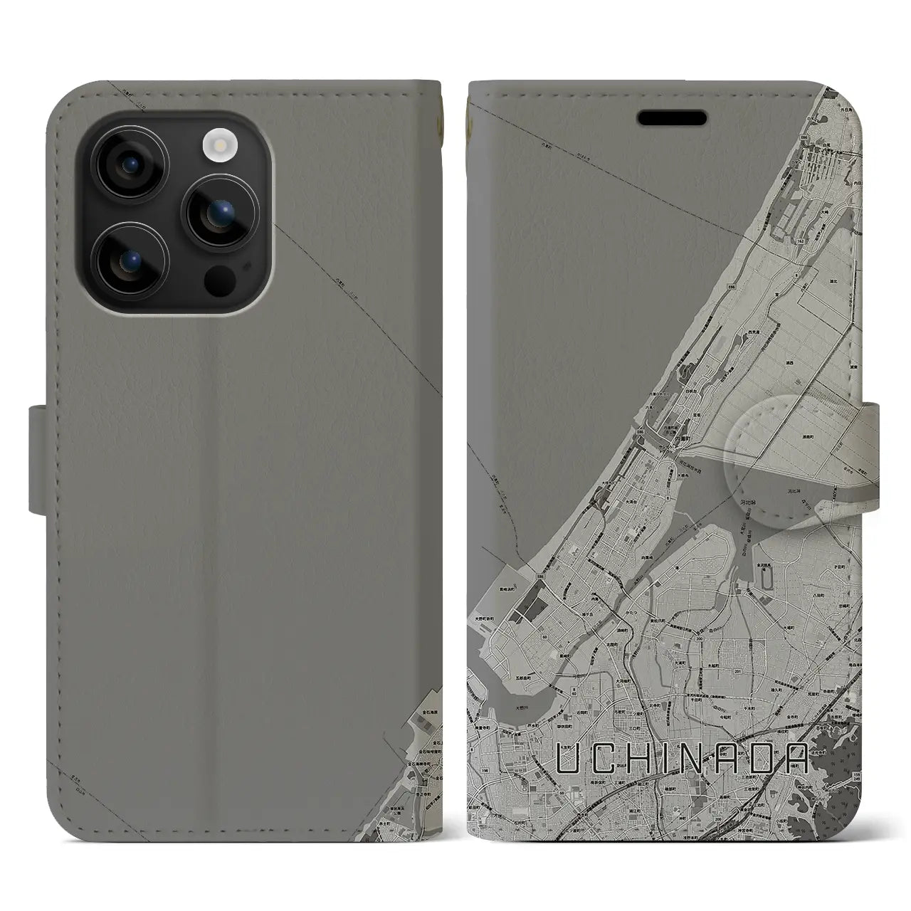 【内灘(石川県)】地図柄iPhoneケース(手帳タイプ)