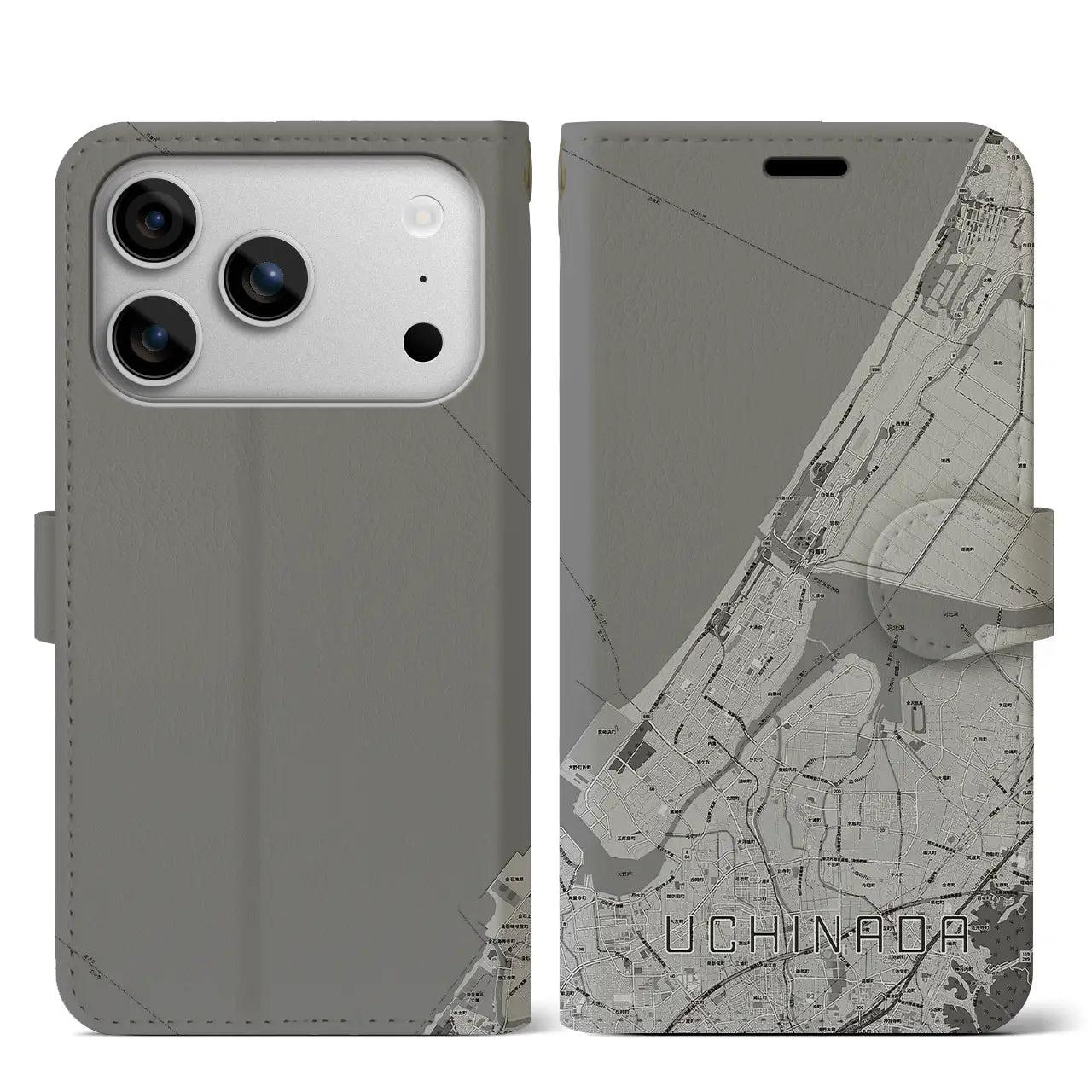 【内灘(石川県)】地図柄iPhoneケース(手帳タイプ)