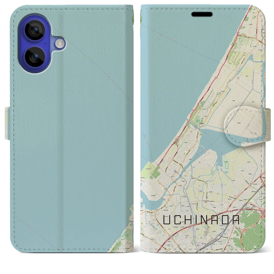 【内灘(石川県)】地図柄iPhoneケース(手帳タイプ)ナチュラル・iPhone 16 Pro Max 用