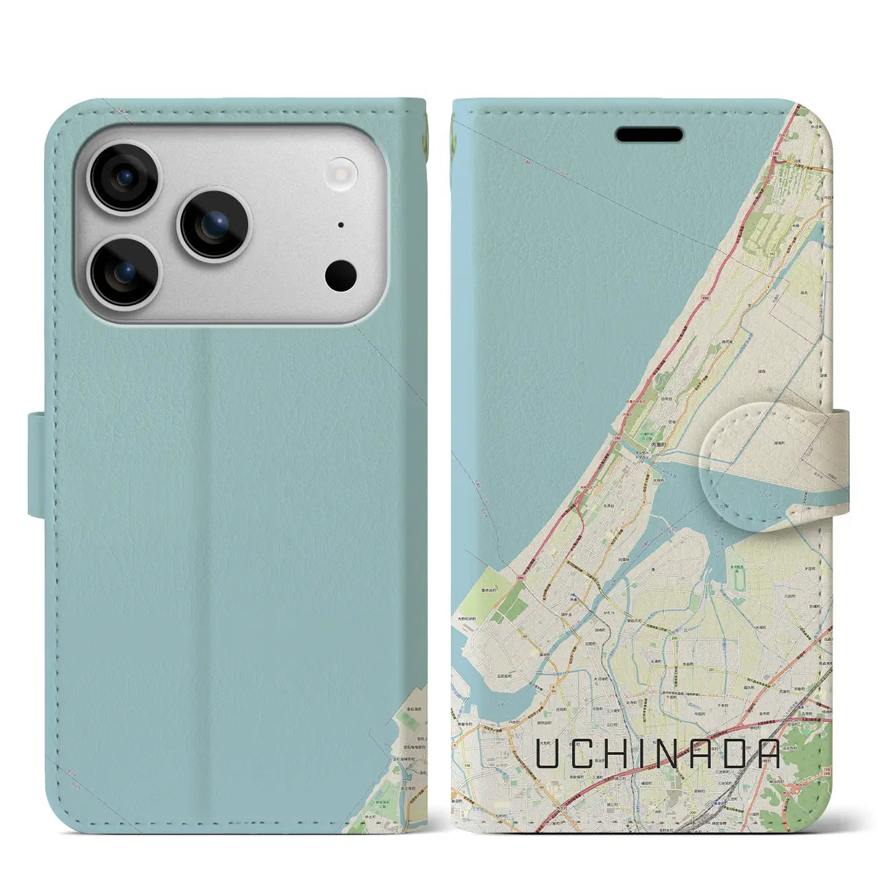 【内灘(石川県)】地図柄iPhoneケース(手帳タイプ)