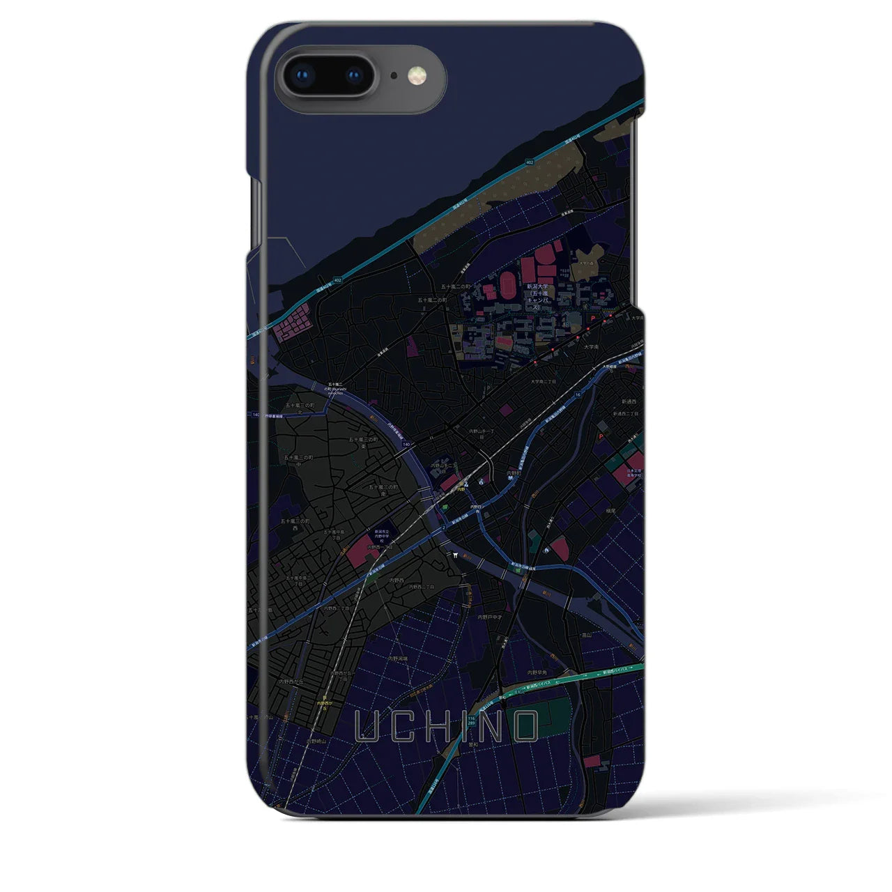 【内野(新潟県)】地図柄iPhoneケース(バックカバータイプ)