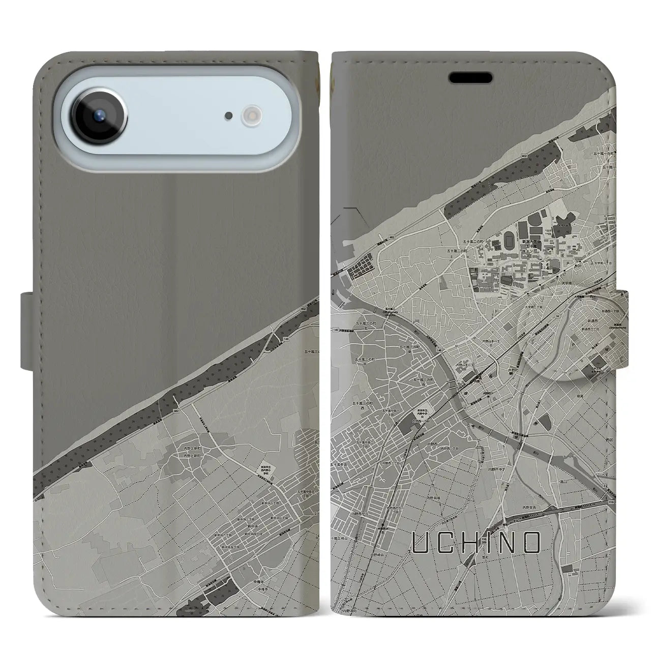 【内野(新潟県)】地図柄iPhoneケース(手帳タイプ)