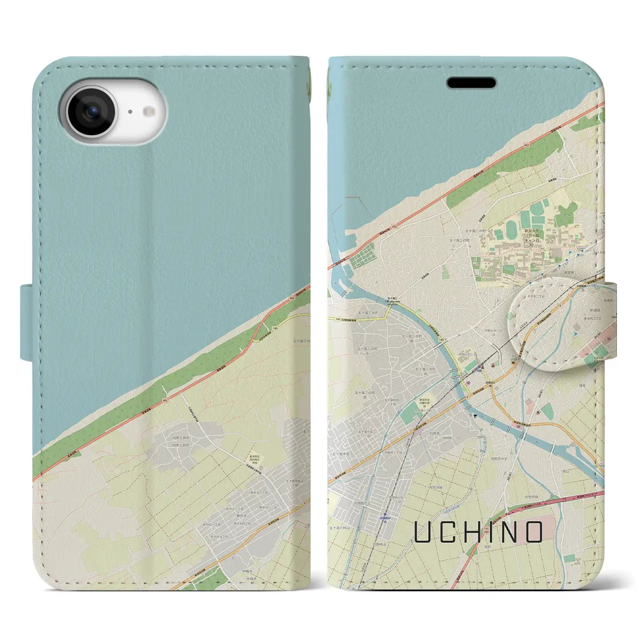 【内野(新潟県)】地図柄iPhoneケース(手帳タイプ)