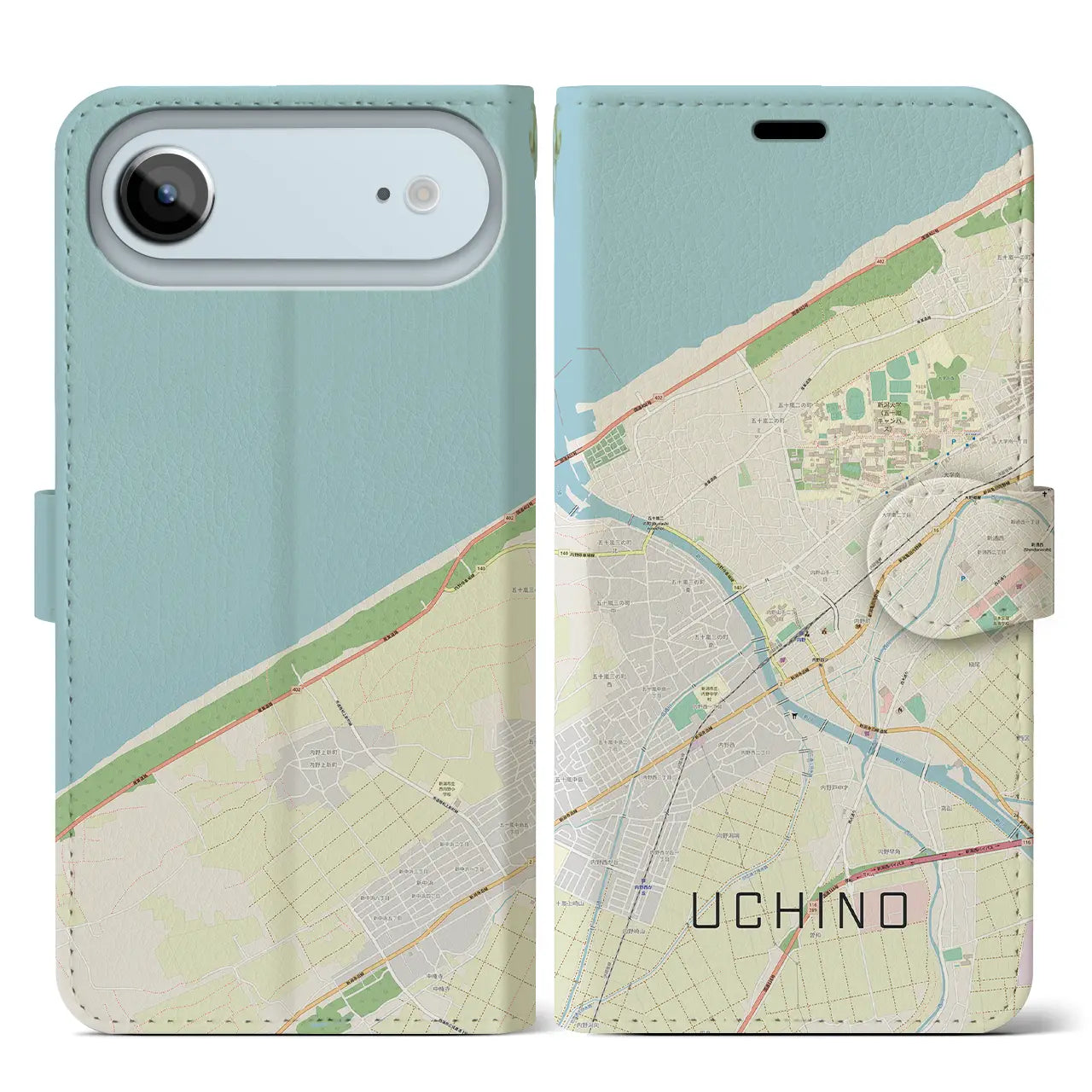 【内野(新潟県)】地図柄iPhoneケース(手帳タイプ)