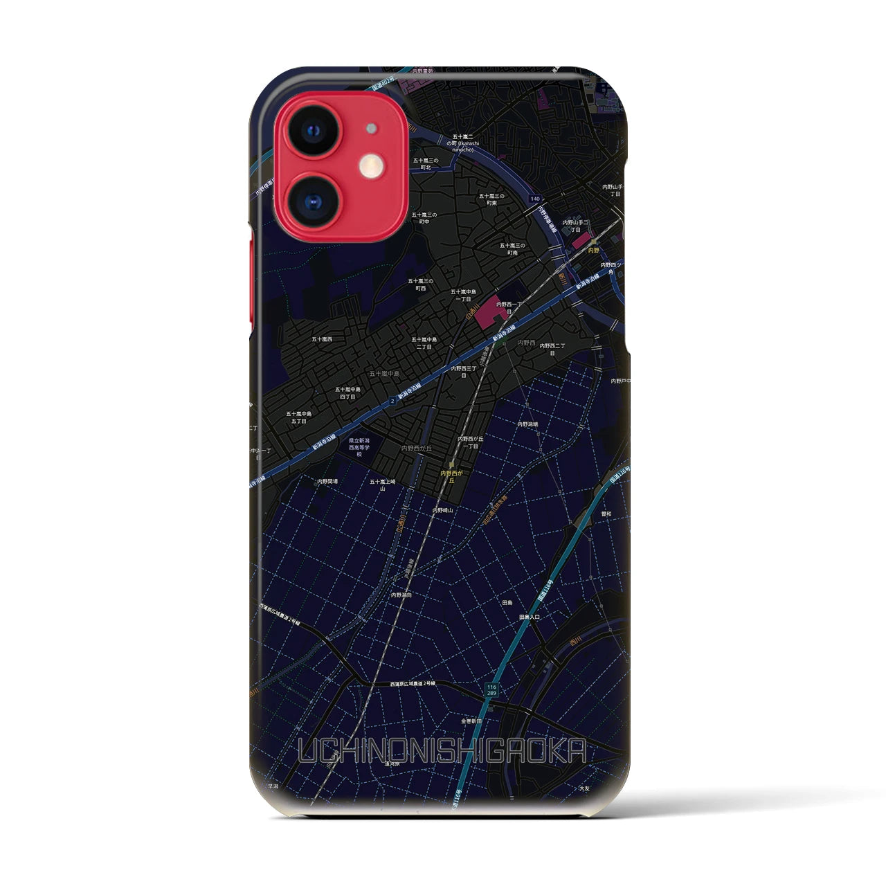 【内野西が丘(新潟県)】地図柄iPhoneケース(バックカバータイプ)