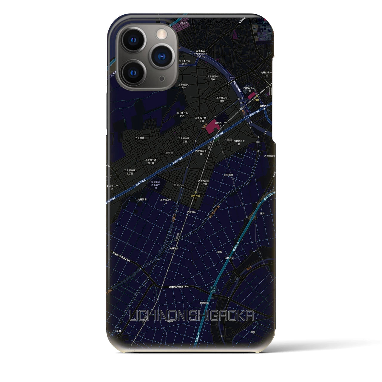 【内野西が丘(新潟県)】地図柄iPhoneケース(バックカバータイプ)