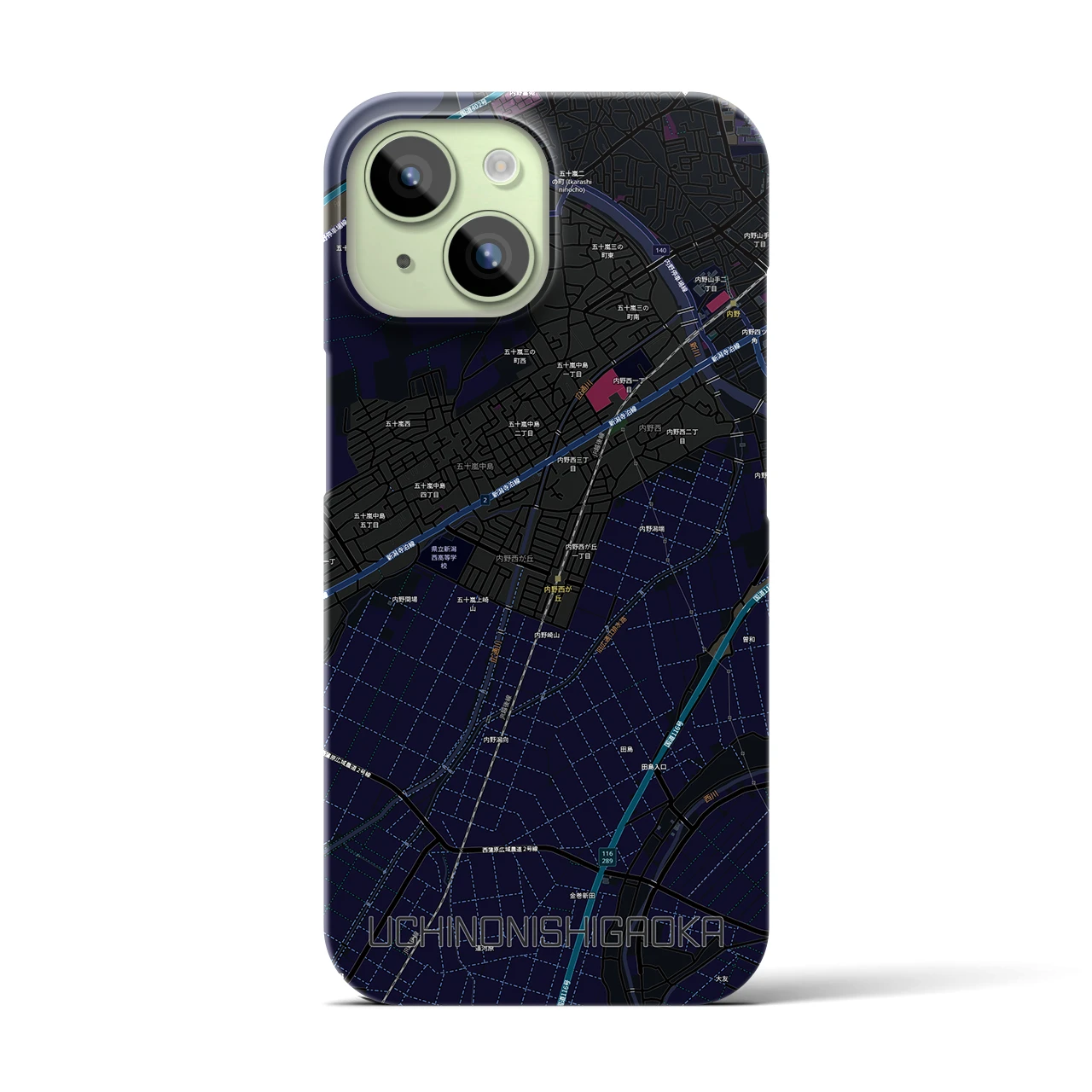 【内野西が丘(新潟県)】地図柄iPhoneケース(バックカバータイプ)