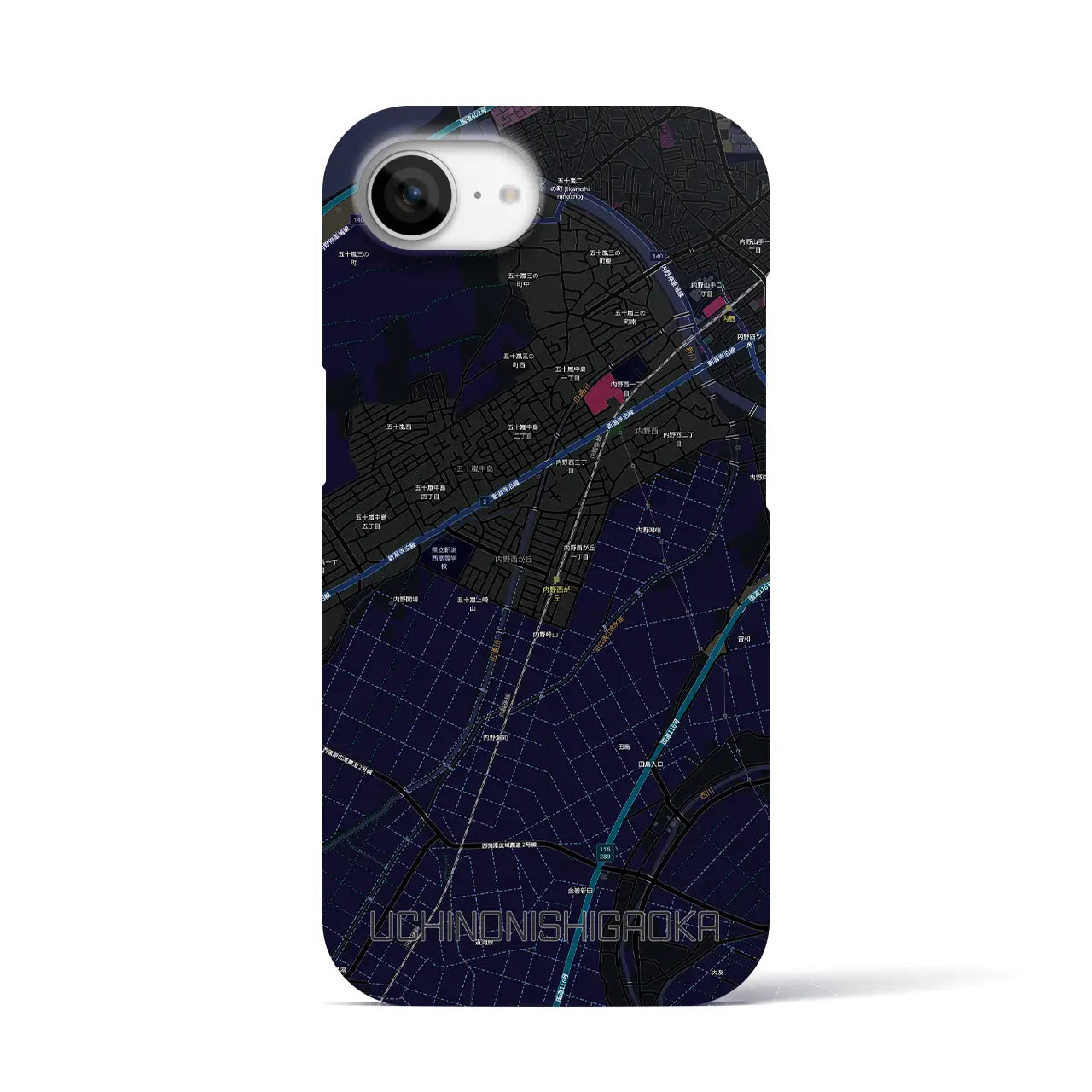 【内野西が丘(新潟県)】地図柄iPhoneケース(バックカバータイプ)