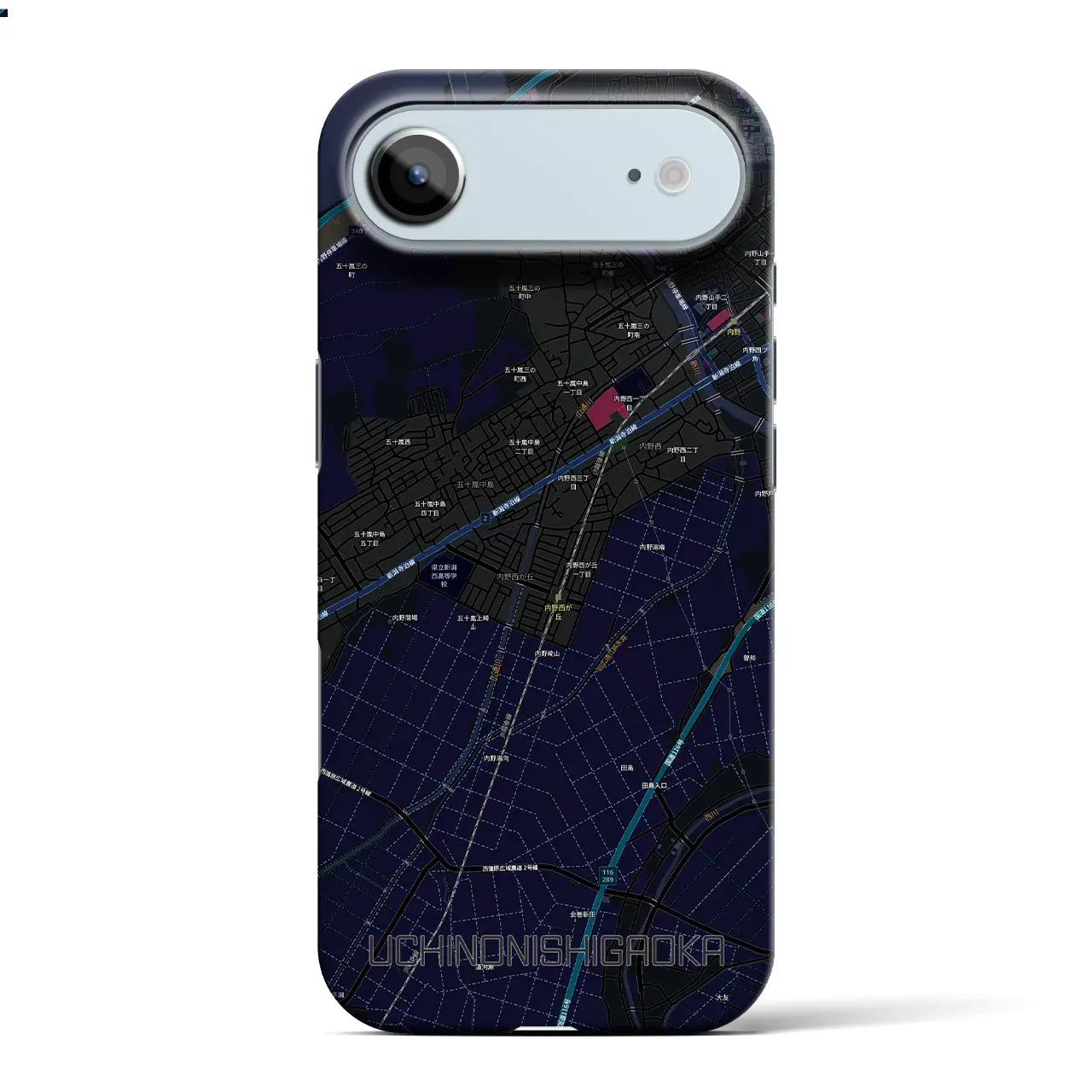 【内野西が丘(新潟県)】地図柄iPhoneケース(バックカバータイプ)