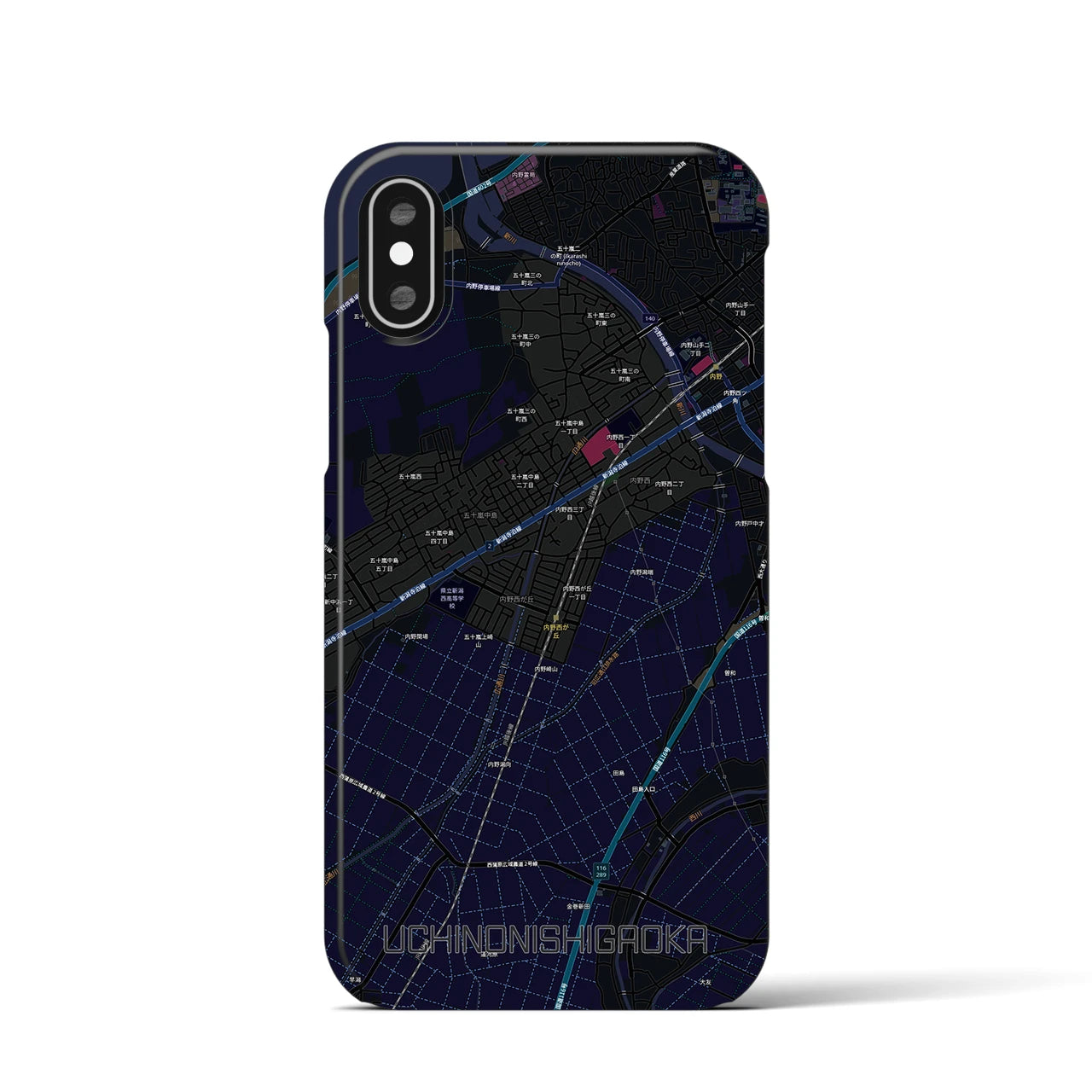 【内野西が丘(新潟県)】地図柄iPhoneケース(バックカバータイプ)