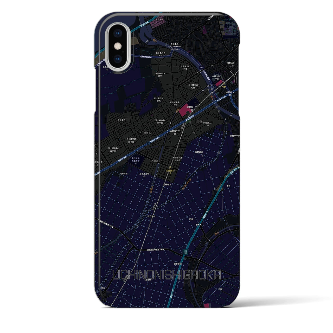 【内野西が丘(新潟県)】地図柄iPhoneケース(バックカバータイプ)